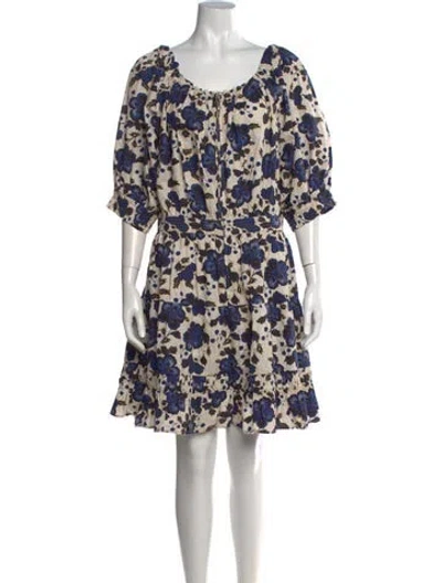 Pre-owned Ulla Johnson Floral Print Mini Dress In Blue