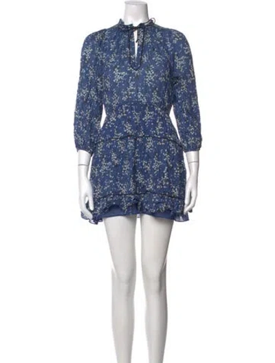Pre-owned Ulla Johnson Floral Print Mini Dress In Blue