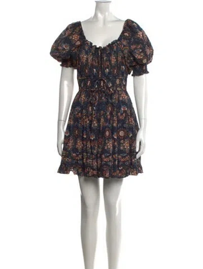 Pre-owned Ulla Johnson Floral Print Mini Dress In Blue