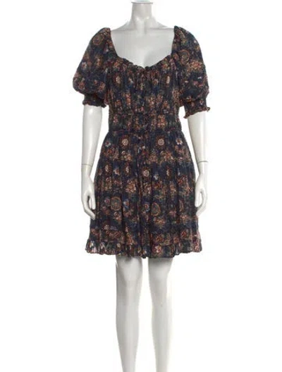 Pre-owned Ulla Johnson Floral Print Mini Dress In Blue