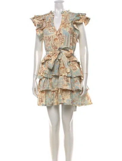 Pre-owned Ulla Johnson Floral Print Mini Dress In Blue