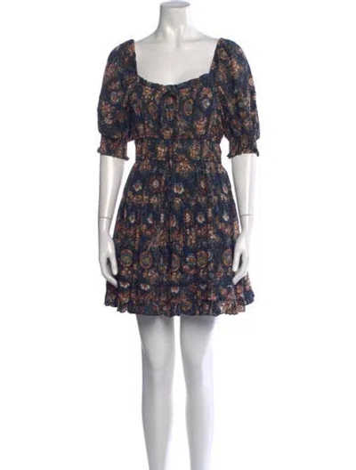 Pre-owned Ulla Johnson Floral Print Mini Dress In Blue