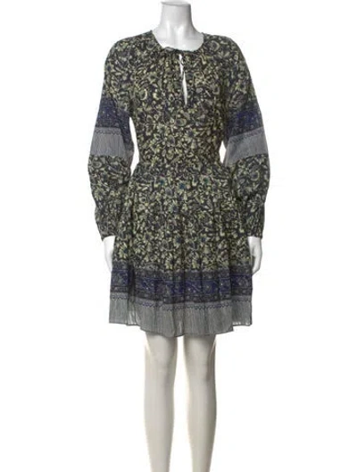 Pre-owned Ulla Johnson Floral Print Mini Dress In Blue