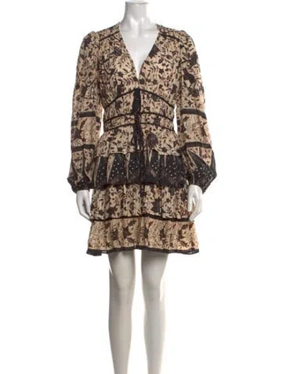 Pre-owned Ulla Johnson Floral Print Mini Dress In Blue/neutrals