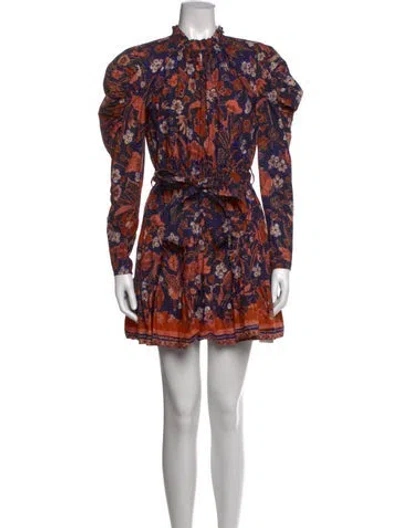 Pre-owned Ulla Johnson Floral Print Mini Dress In Blue/orange