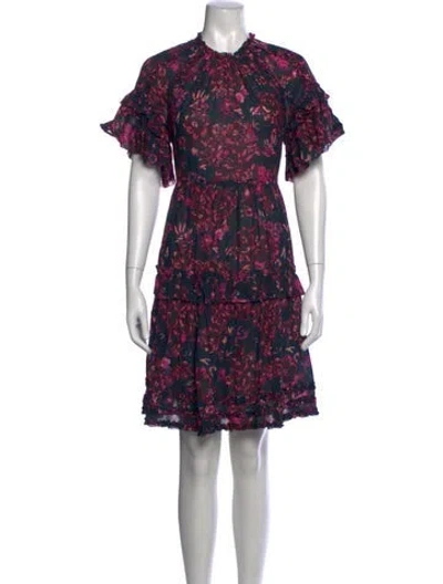 Pre-owned Ulla Johnson Floral Print Mini Dress In Blue/pink