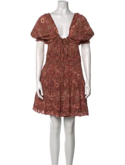Pre-owned Ulla Johnson Floral Print Mini Dress In Brown