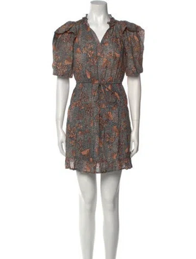 Pre-owned Ulla Johnson Floral Print Mini Dress In Brown