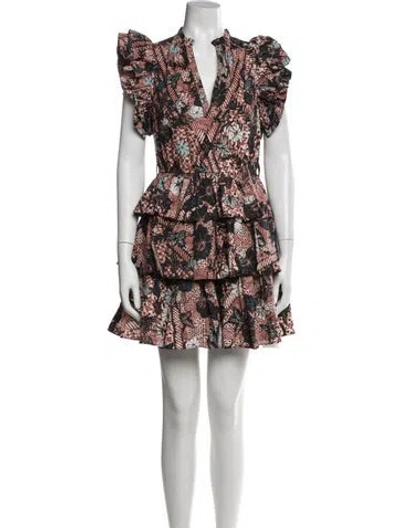 Pre-owned Ulla Johnson Floral Print Mini Dress In Brown