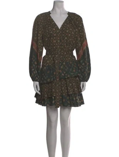 Pre-owned Ulla Johnson Floral Print Mini Dress In Brown