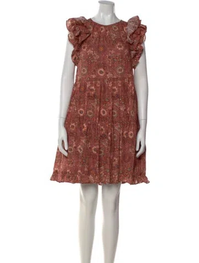 Pre-owned Ulla Johnson Floral Print Mini Dress In Brown