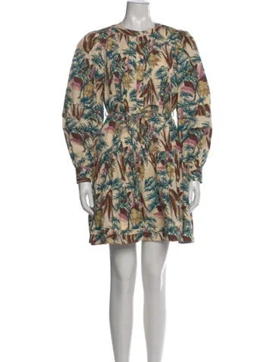 Pre-owned Ulla Johnson Floral Print Mini Dress In Brown