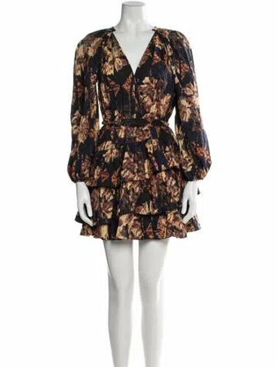Pre-owned Ulla Johnson Floral Print Mini Dress In Brown