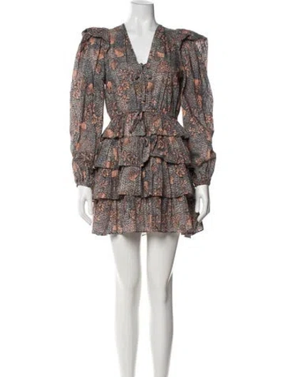 Pre-owned Ulla Johnson Floral Print Mini Dress In Brown