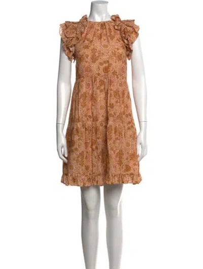 Pre-owned Ulla Johnson Floral Print Mini Dress In Brown