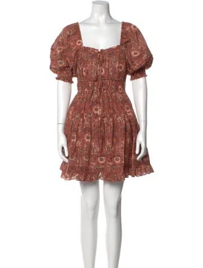 Pre-owned Ulla Johnson Floral Print Mini Dress In Burgundy