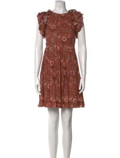 Pre-owned Ulla Johnson Floral Print Mini Dress In Burgundy