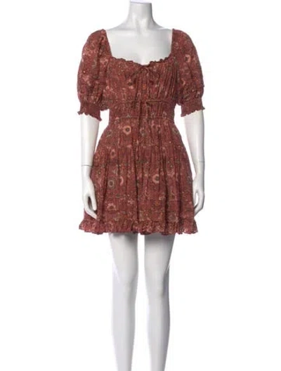Pre-owned Ulla Johnson Floral Print Mini Dress In Burgundy