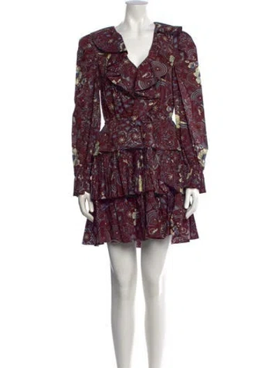 Pre-owned Ulla Johnson Floral Print Mini Dress In Burgundy