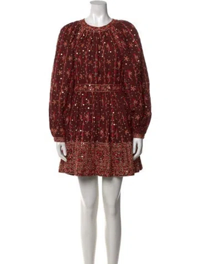 Pre-owned Ulla Johnson Floral Print Mini Dress In Burgundy