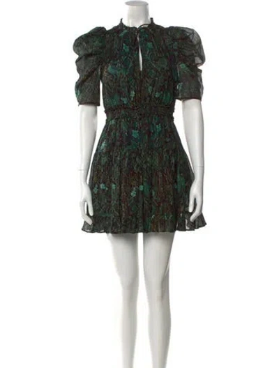 Pre-owned Ulla Johnson Floral Print Mini Dress In Green