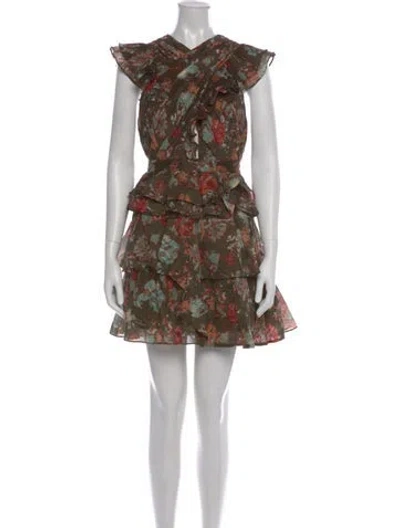 Pre-owned Ulla Johnson Floral Print Mini Dress In Green