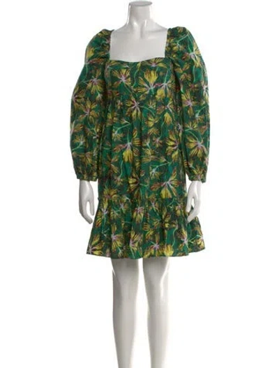 Pre-owned Ulla Johnson Floral Print Mini Dress In Green