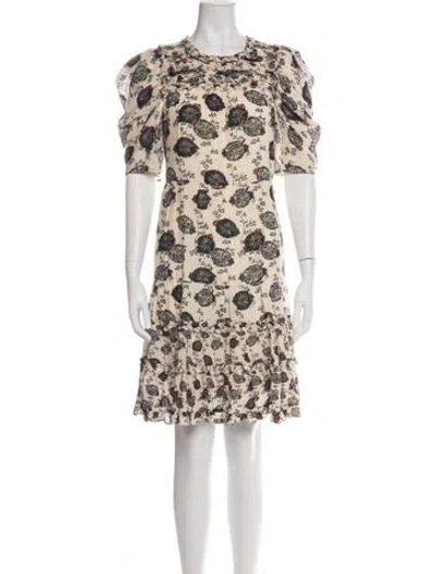 Pre-owned Ulla Johnson Floral Print Mini Dress In Green
