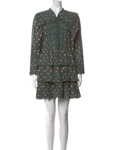 Pre-owned Ulla Johnson Floral Print Mini Dress In Green