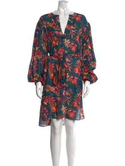 Pre-owned Ulla Johnson Floral Print Mini Dress In Green