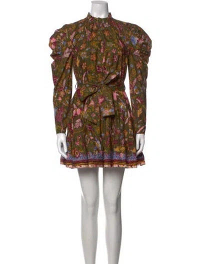 Pre-owned Ulla Johnson Floral Print Mini Dress In Green