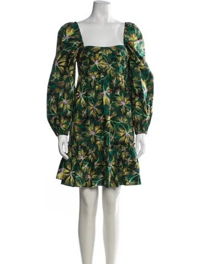 Pre-owned Ulla Johnson Floral Print Mini Dress In Green