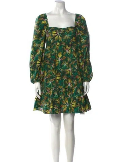 Pre-owned Ulla Johnson Floral Print Mini Dress In Green