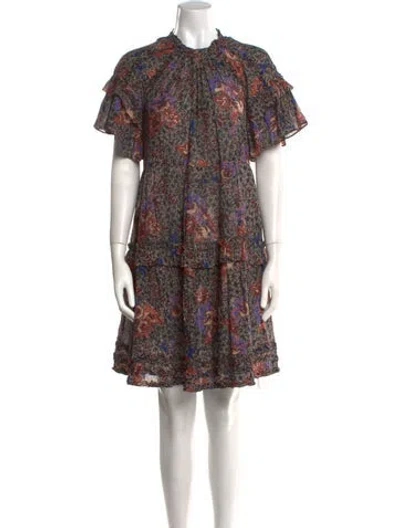 Pre-owned Ulla Johnson Floral Print Mini Dress In Multi