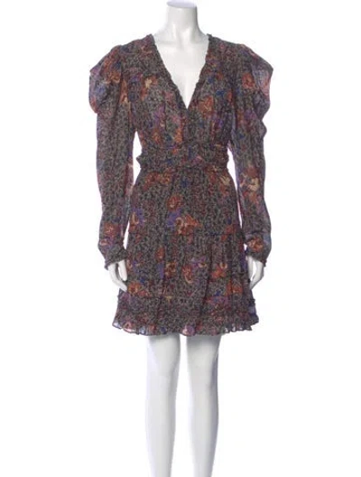 Pre-owned Ulla Johnson Floral Print Mini Dress In Neutral