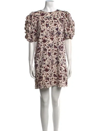 Pre-owned Ulla Johnson Floral Print Mini Dress In Neutral
