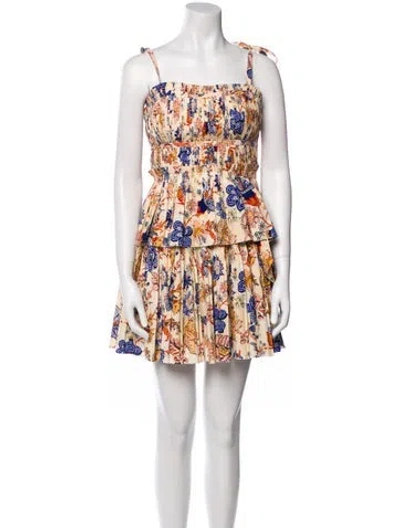Pre-owned Ulla Johnson Floral Print Mini Dress In Neutral