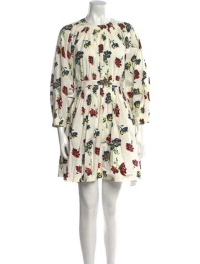 Pre-owned Ulla Johnson Floral Print Mini Dress In Neutral