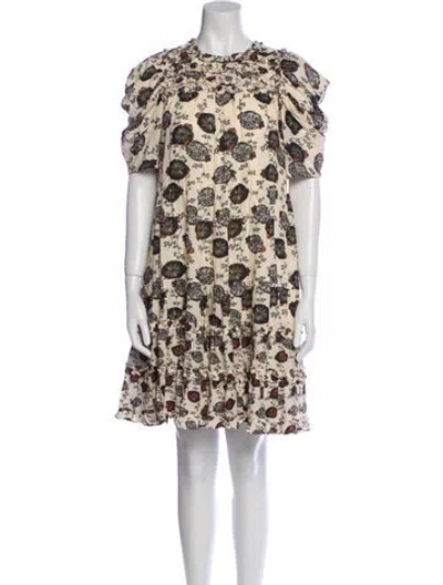 Pre-owned Ulla Johnson Floral Print Mini Dress In Neutral