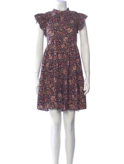 Pre-owned Ulla Johnson Floral Print Mini Dress In Neutral