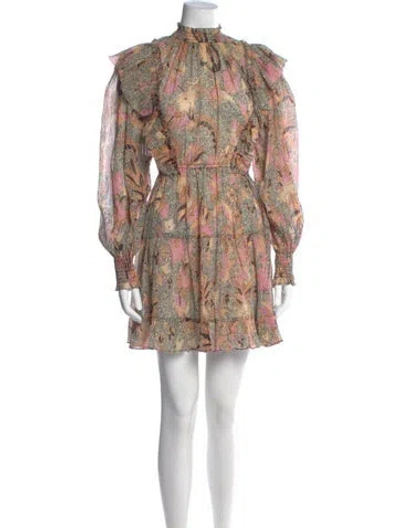 Pre-owned Ulla Johnson Floral Print Mini Dress In Neutral