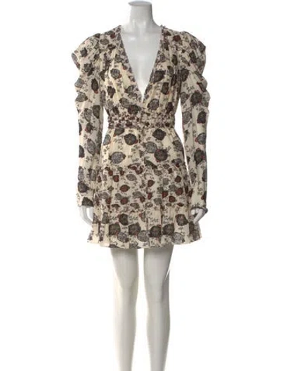 Pre-owned Ulla Johnson Floral Print Mini Dress In Neutral