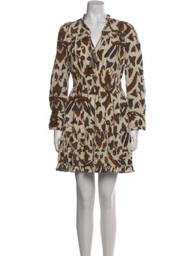 Pre-owned Ulla Johnson Floral Print Mini Dress In Neutral