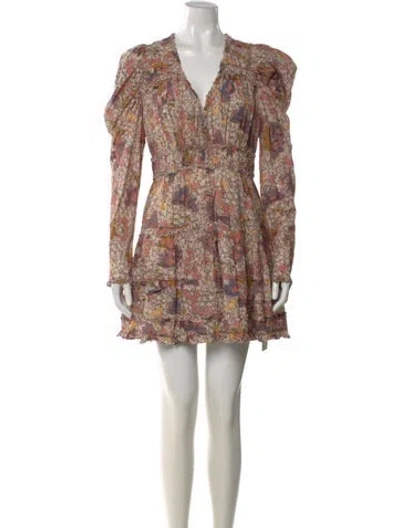 Pre-owned Ulla Johnson Floral Print Mini Dress In Neutral
