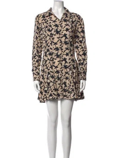 Pre-owned Ulla Johnson Floral Print Mini Dress In Neutral