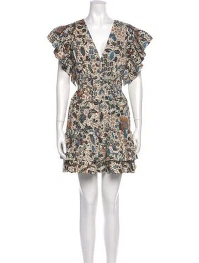 Pre-owned Ulla Johnson Floral Print Mini Dress In Neutrals