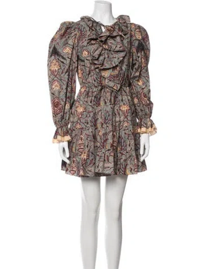 Pre-owned Ulla Johnson Floral Print Mini Dress In Neutrals