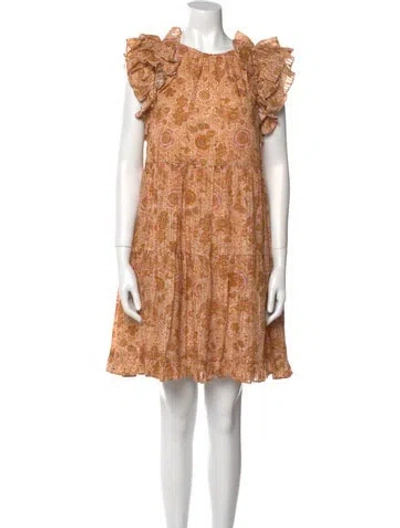 Pre-owned Ulla Johnson Floral Print Mini Dress In Orange