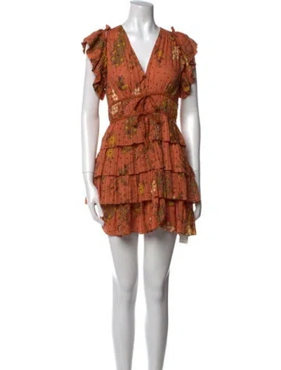 Pre-owned Ulla Johnson Floral Print Mini Dress In Orange