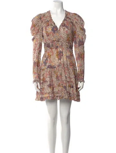 Pre-owned Ulla Johnson Floral Print Mini Dress In Orange